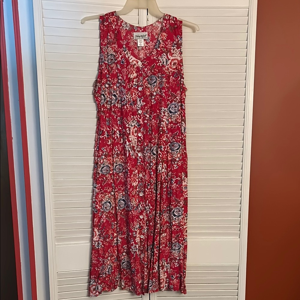 Brand new Anthony Richards Red and Blue Floral dress with pockets